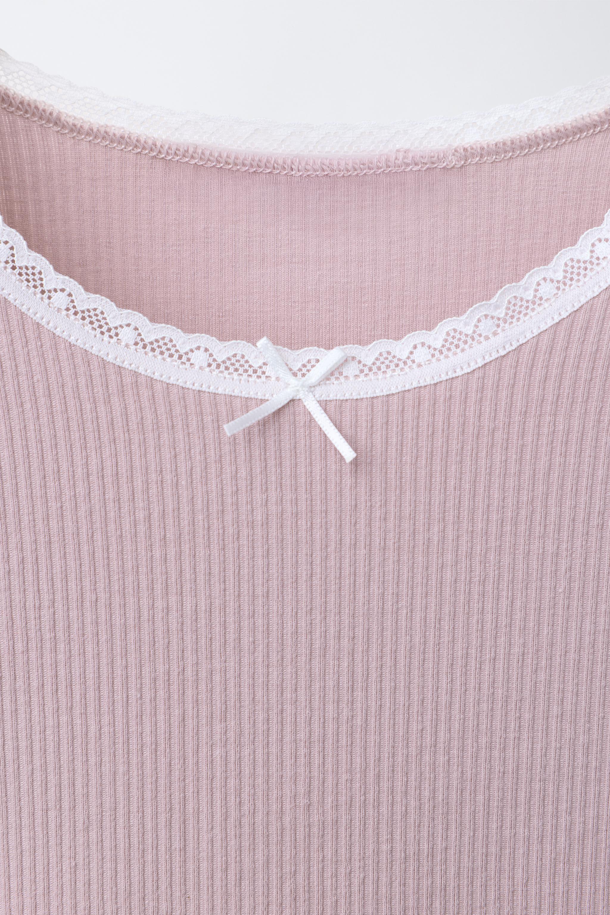 AGES 6-14 / TWO-PACK OF RIBBED LACE-TRIM T-SHIRTS